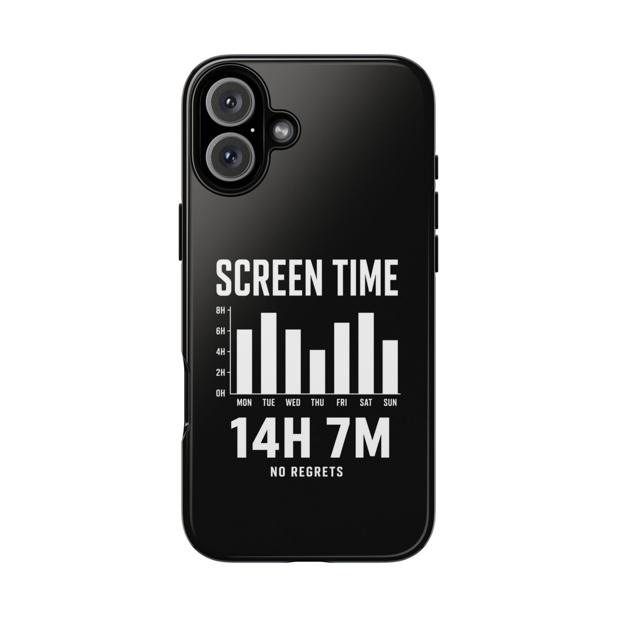 Screen Time No Regrets chronically online phone case with "Screen Time No Regrets" graphic, product photo 11