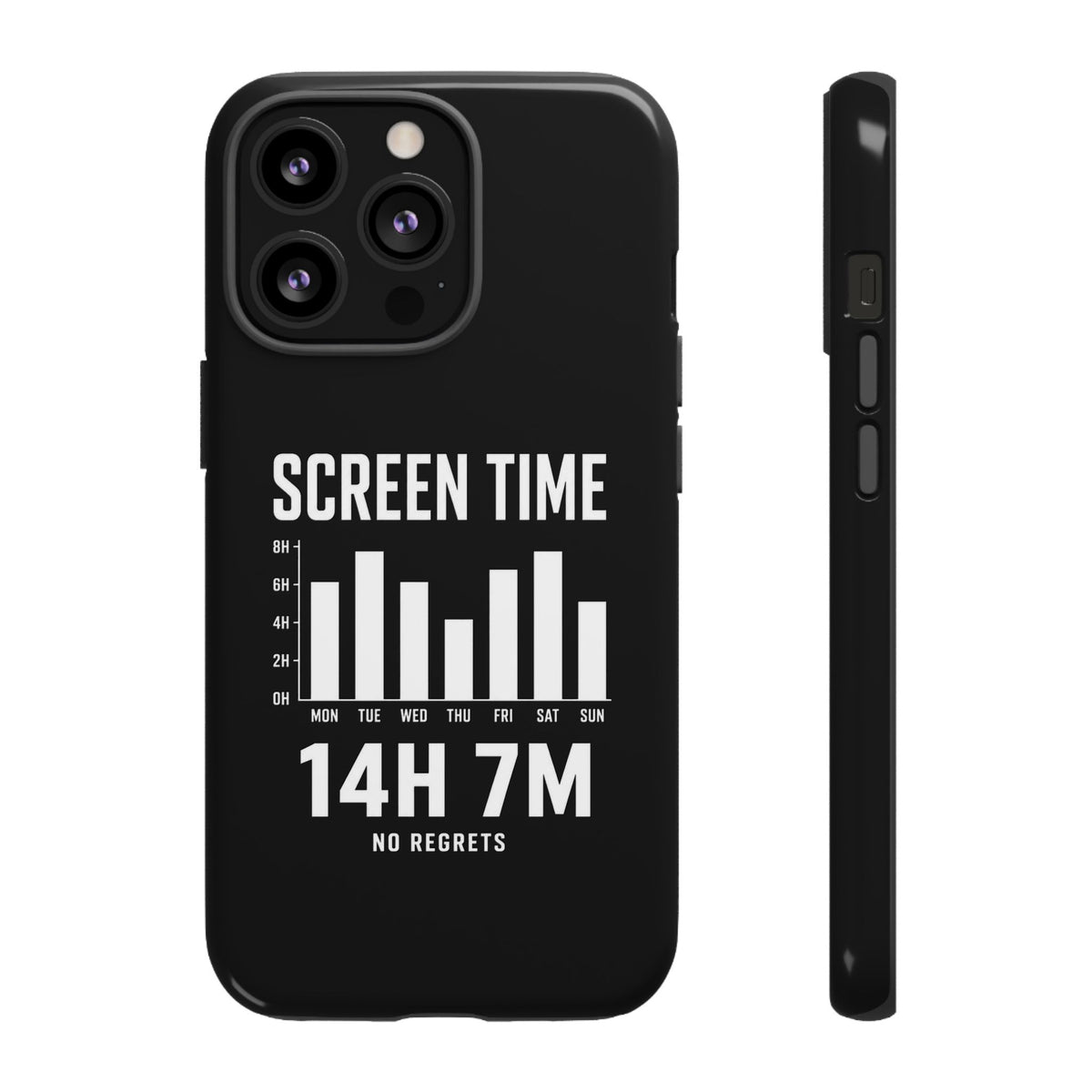 Screen Time No Regrets chronically online phone case with "Screen Time No Regrets" graphic, product photo 26