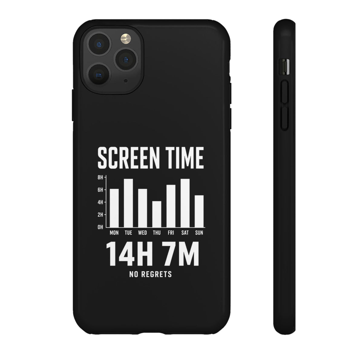 Screen Time No Regrets chronically online phone case with "Screen Time No Regrets" graphic, product photo 22