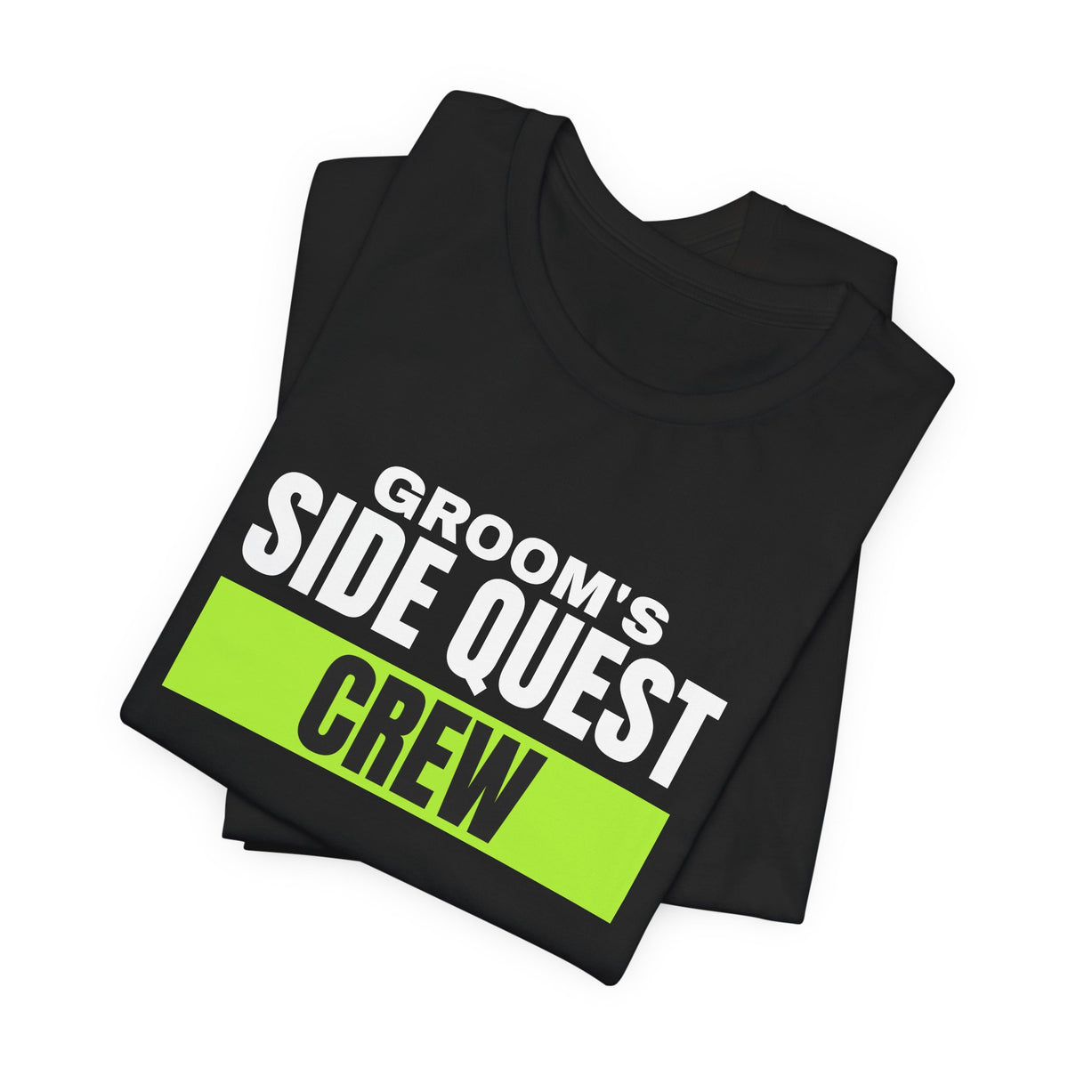 Groom's Side Quest Crew bachelor party t-shirt with "Groom's Side Quest Crew" graphic, product photo 8