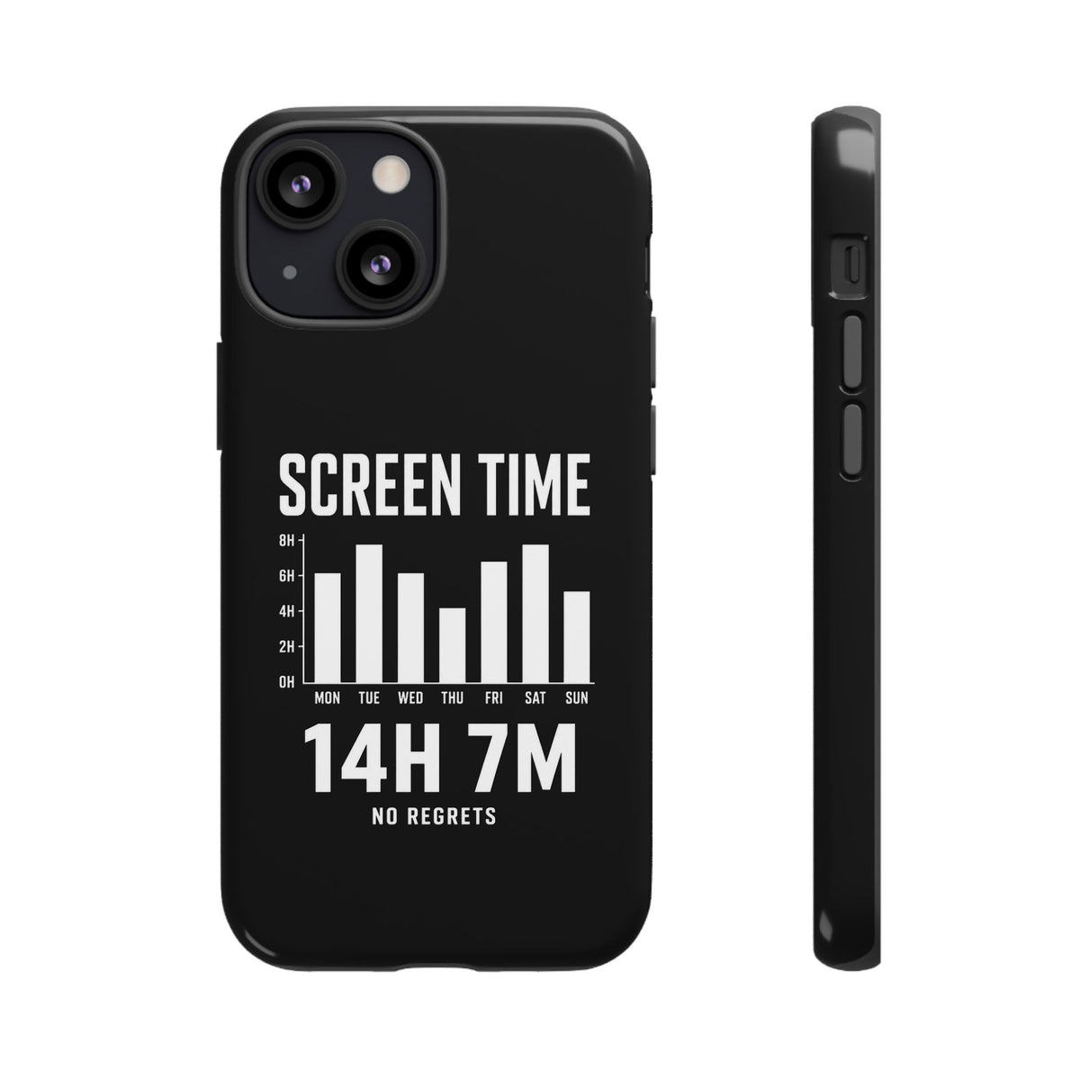 Screen Time No Regrets chronically online phone case with "Screen Time No Regrets" graphic, product photo 20