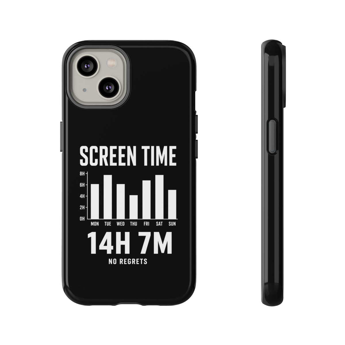 Screen Time No Regrets chronically online phone case with "Screen Time No Regrets" graphic, product photo 27
