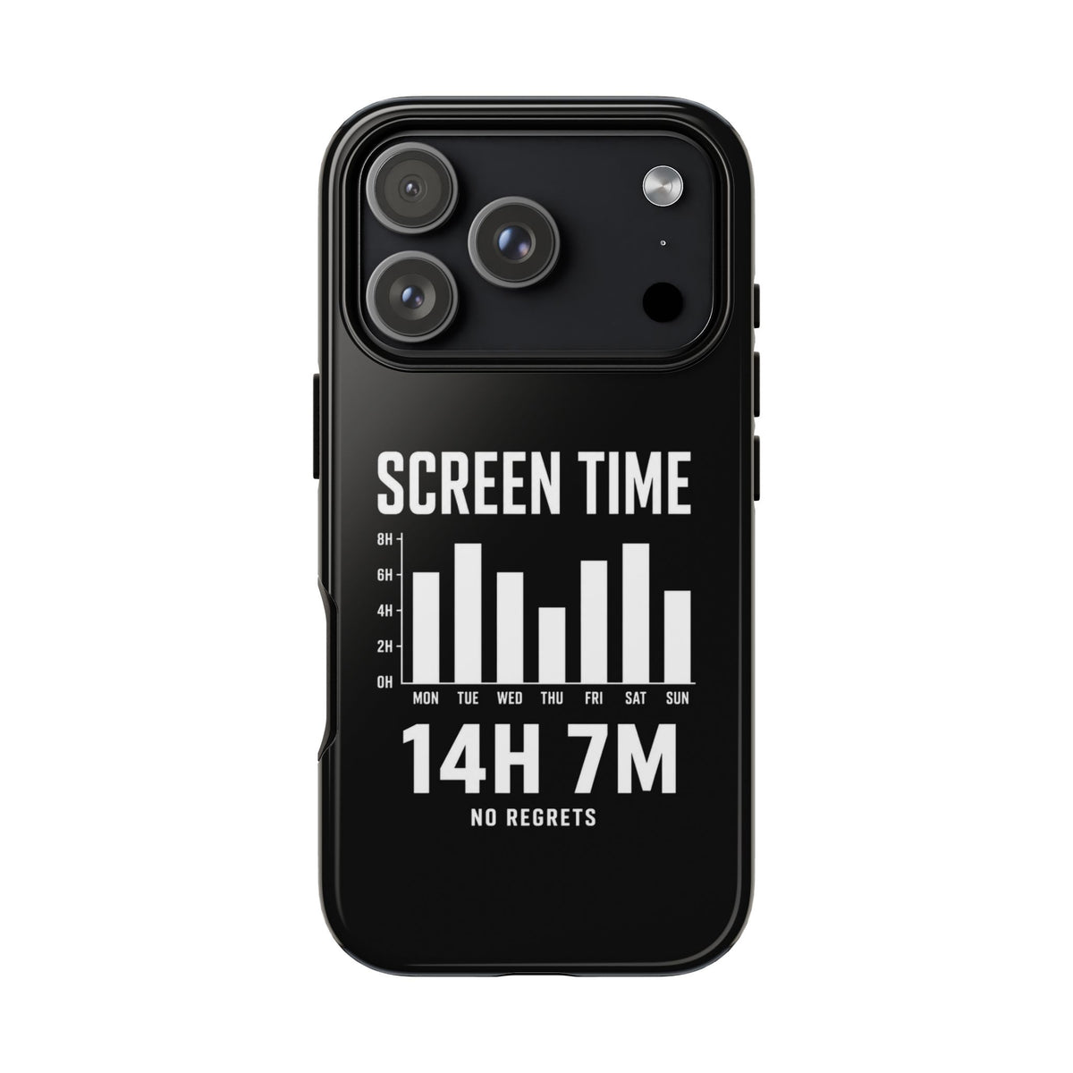 Screen Time No Regrets chronically online phone case with "Screen Time No Regrets" graphic, product photo 17