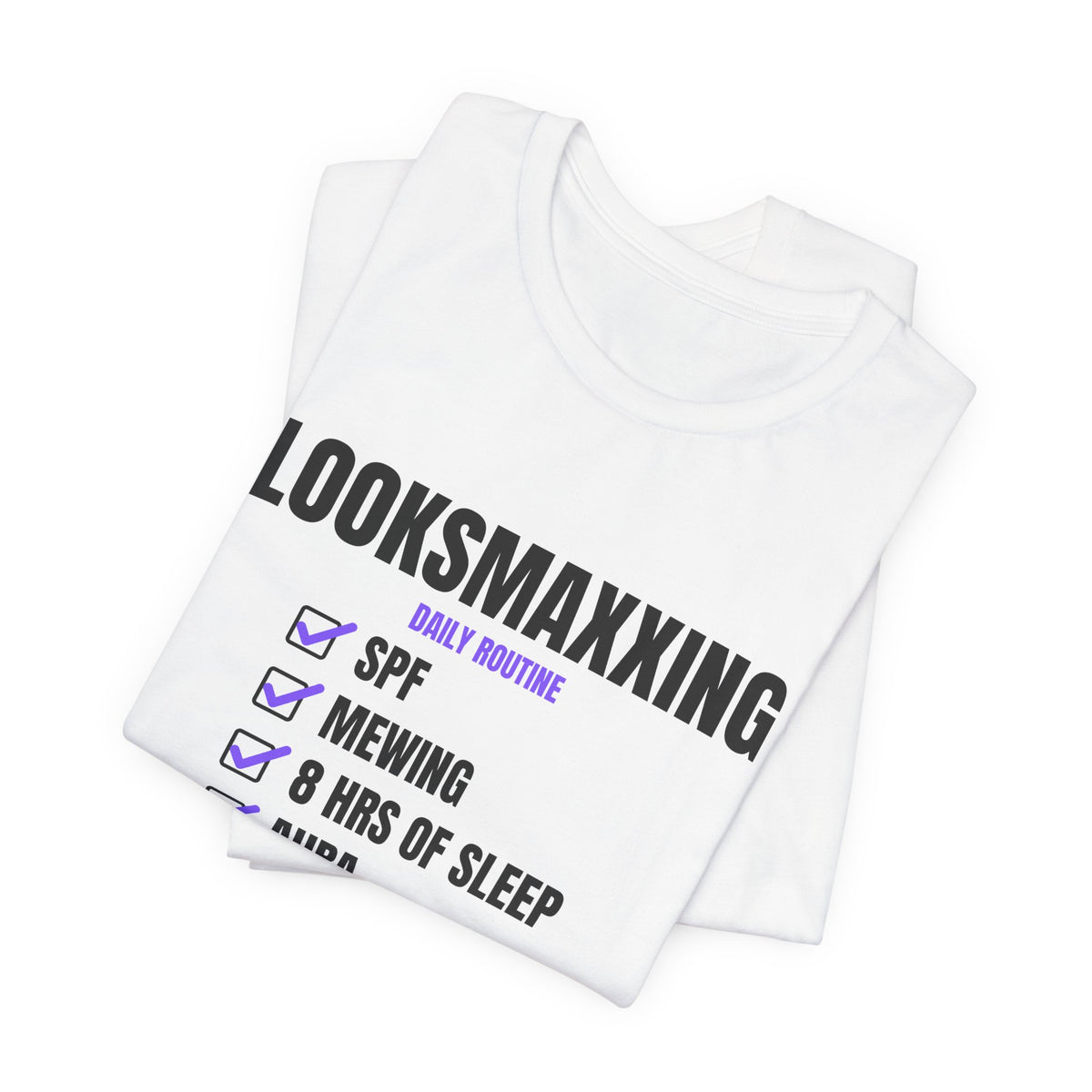 Looksmaxxing Routine looksmaxxing t-shirt with "Looksmaxxing Routine" graphic, product photo 5