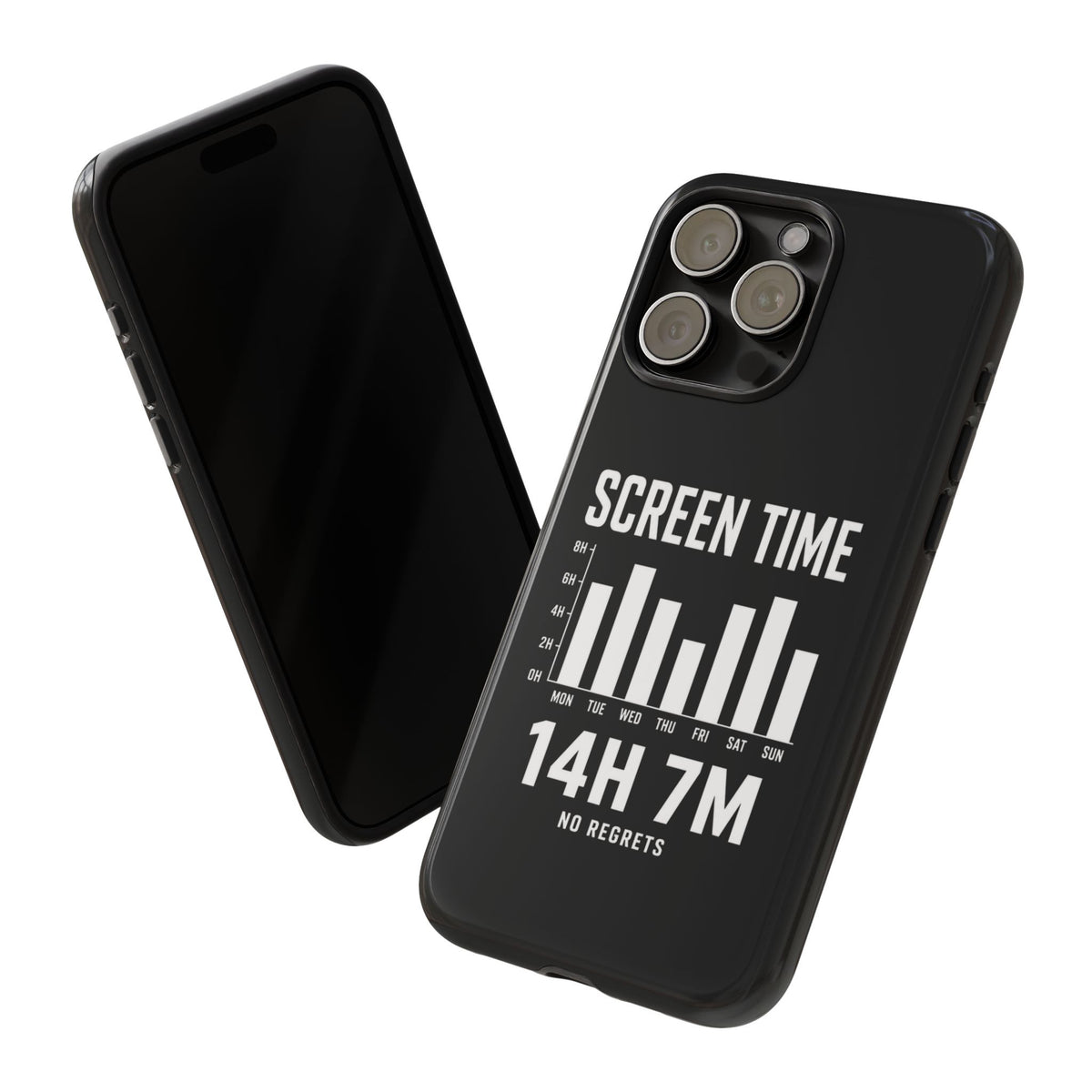 Screen Time No Regrets chronically online phone case with "Screen Time No Regrets" graphic, product photo 53
