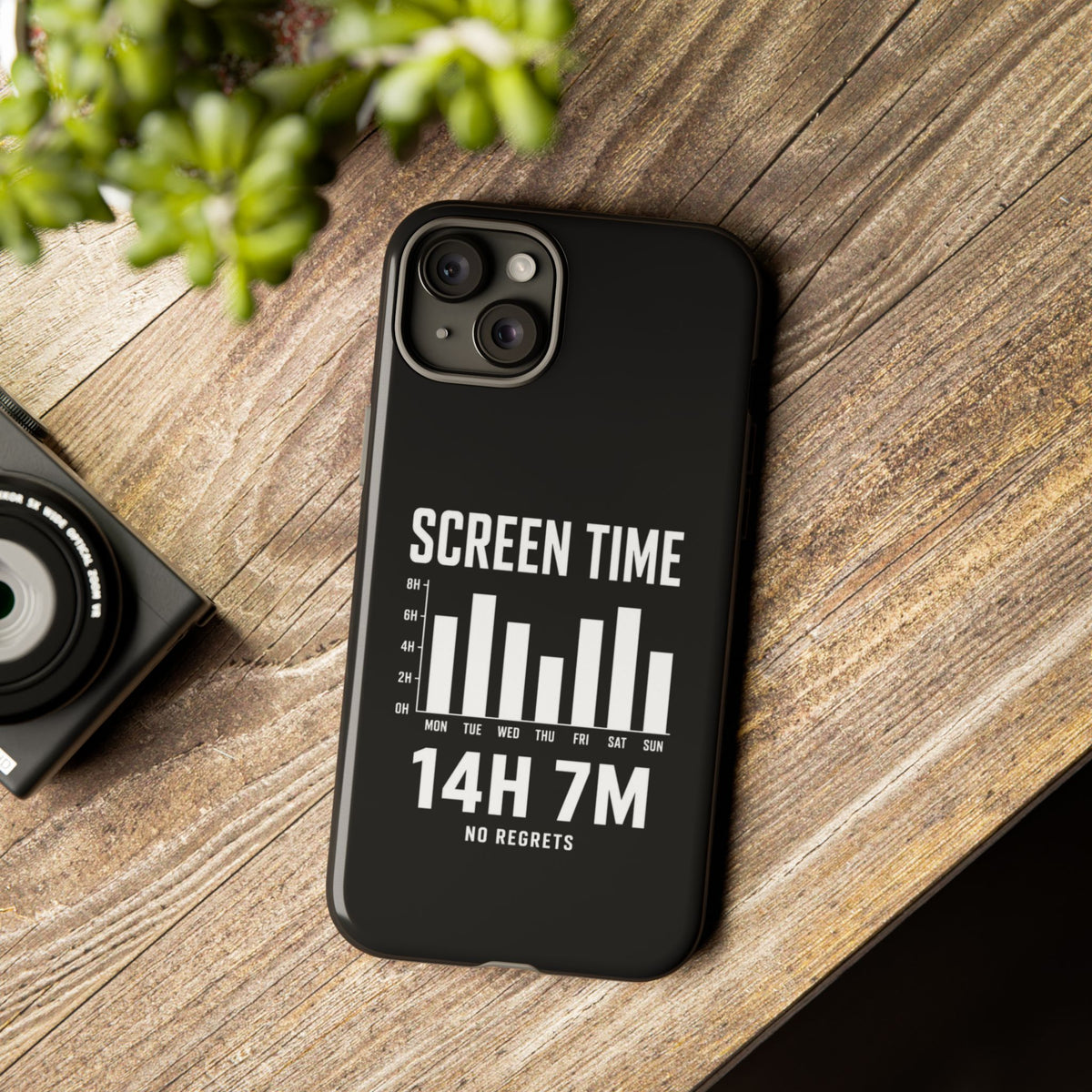 Screen Time No Regrets chronically online phone case with "Screen Time No Regrets" graphic, product photo 40