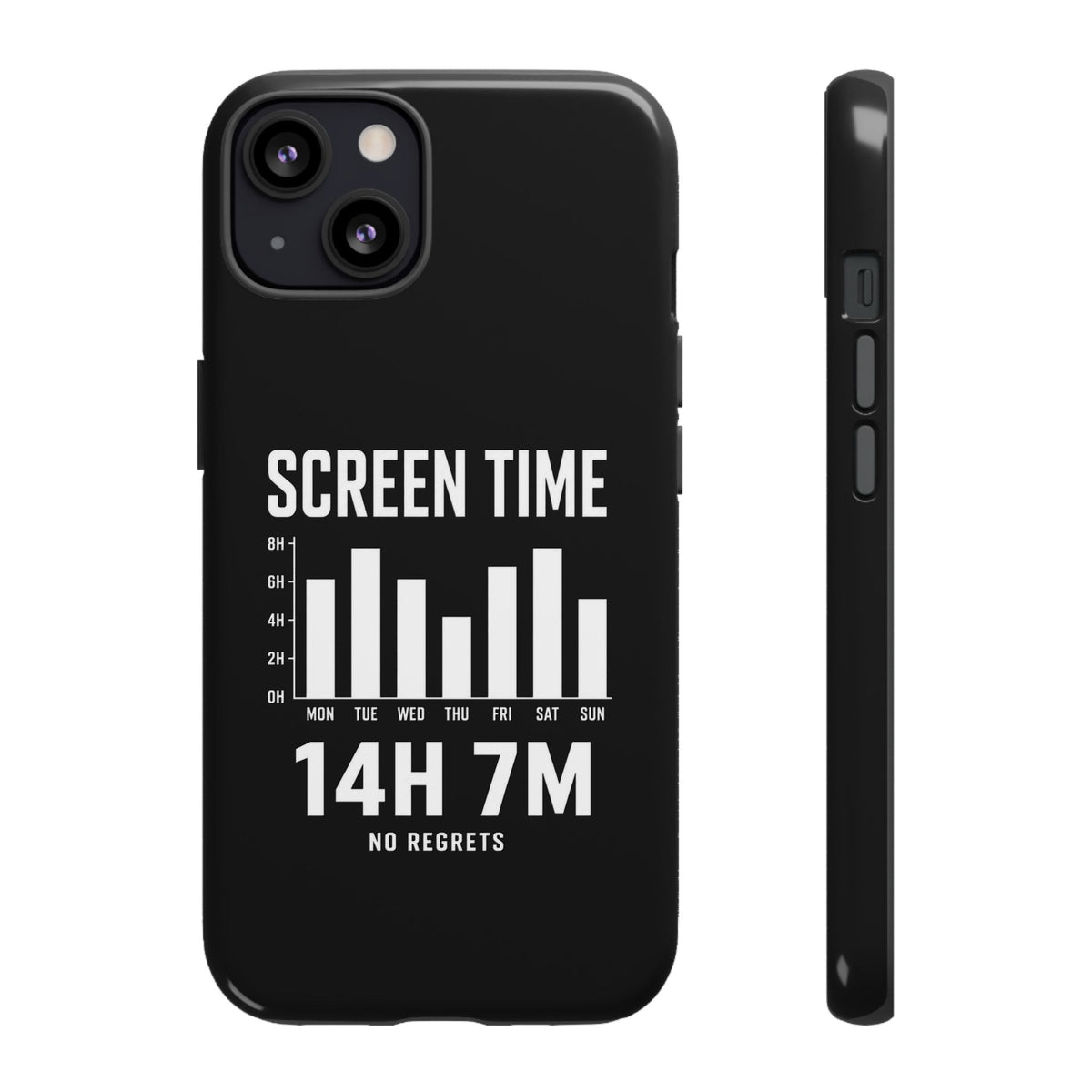 Screen Time No Regrets chronically online phone case with "Screen Time No Regrets" graphic, product photo 25
