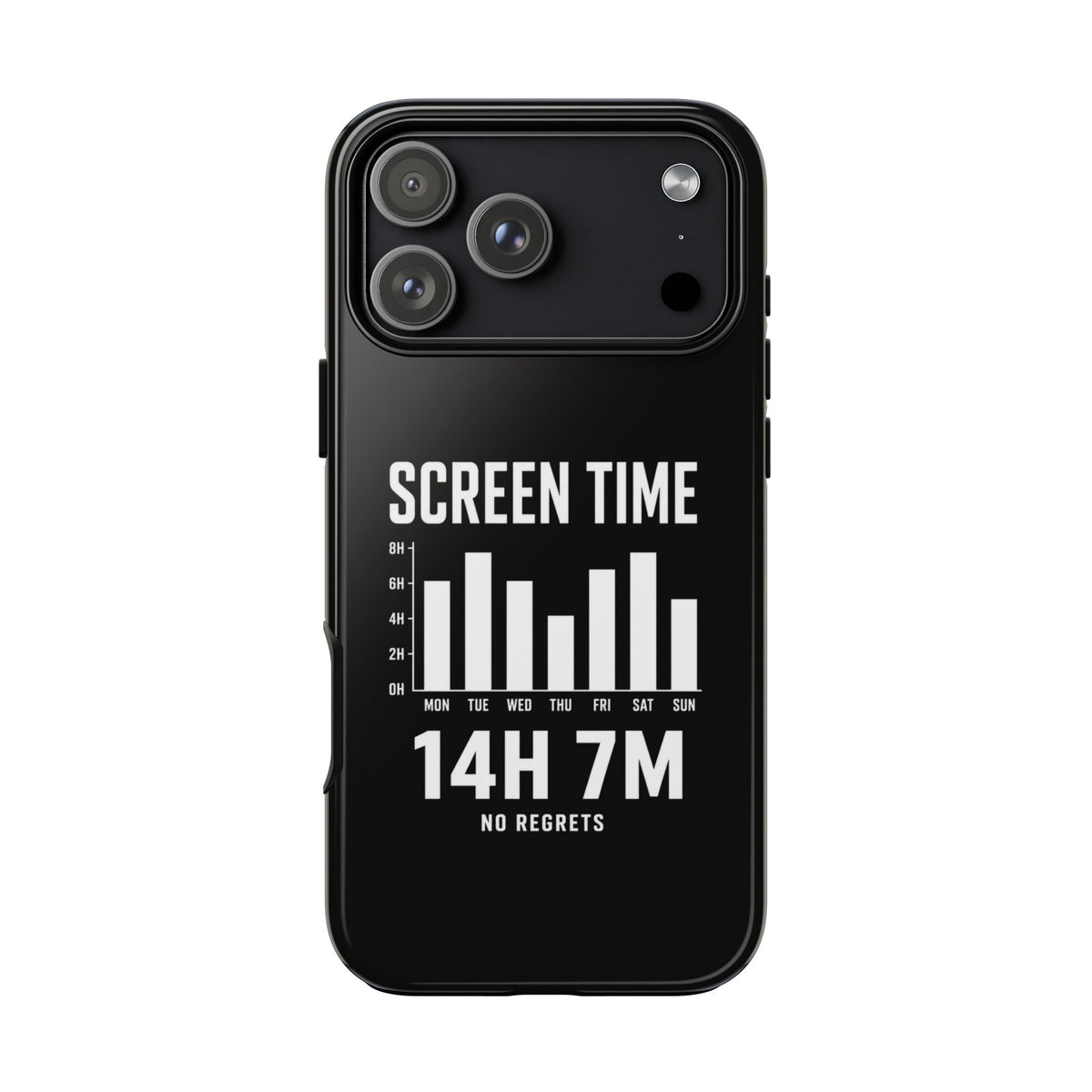 Screen Time No Regrets chronically online phone case with "Screen Time No Regrets" graphic, product photo 14