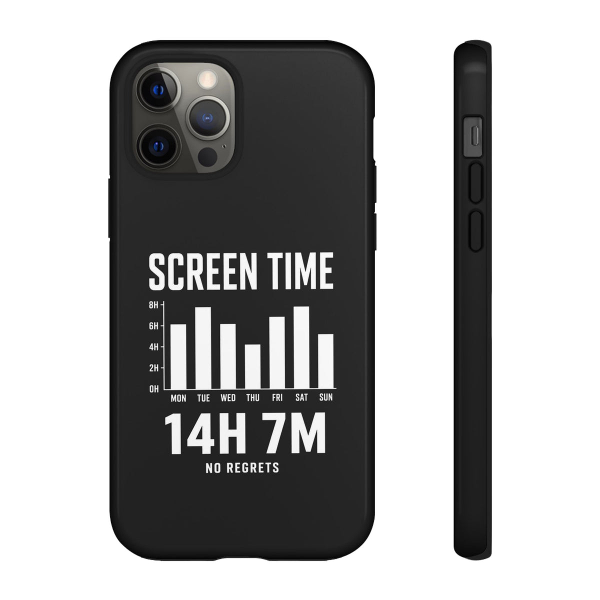 Screen Time No Regrets chronically online phone case with "Screen Time No Regrets" graphic, product photo 12