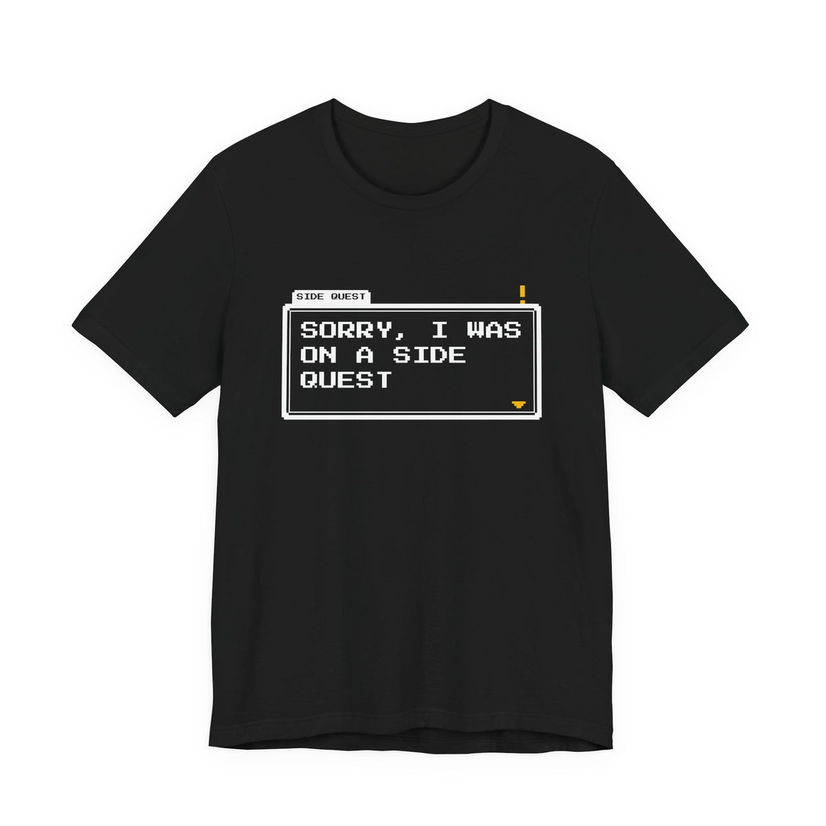 Sorry I Was On A Side Quest NPC and larp t-shirt in Black with "Sorry I Was On A Side Quest" graphic, product photo 8