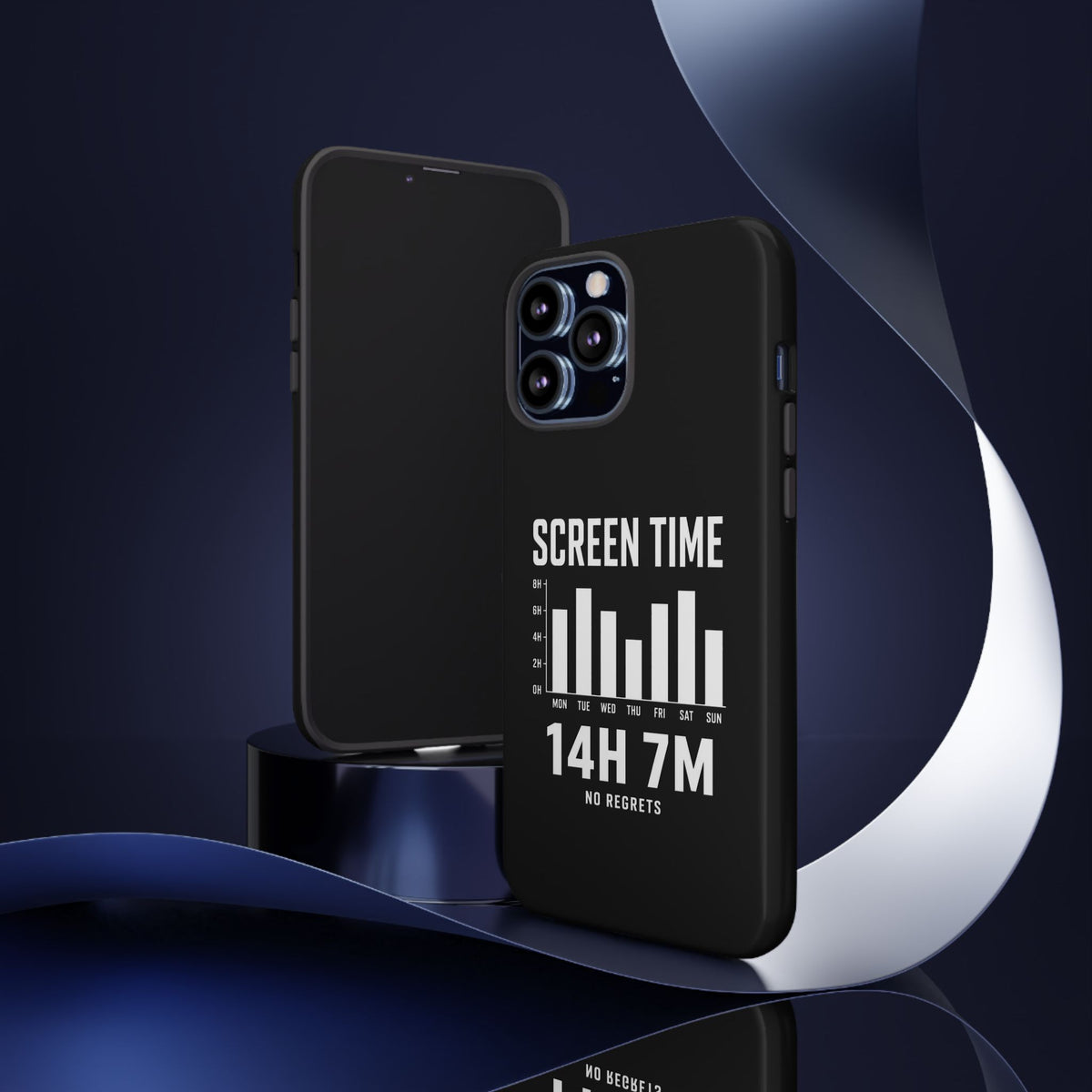 Screen Time No Regrets chronically online phone case with "Screen Time No Regrets" graphic, product photo 58