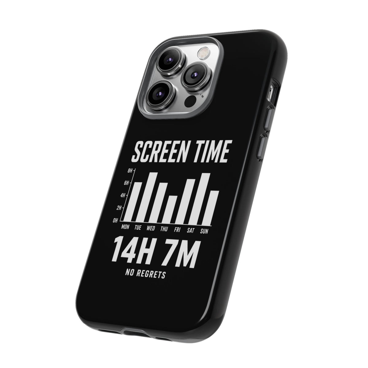 Screen Time No Regrets chronically online phone case with "Screen Time No Regrets" graphic, product photo 30