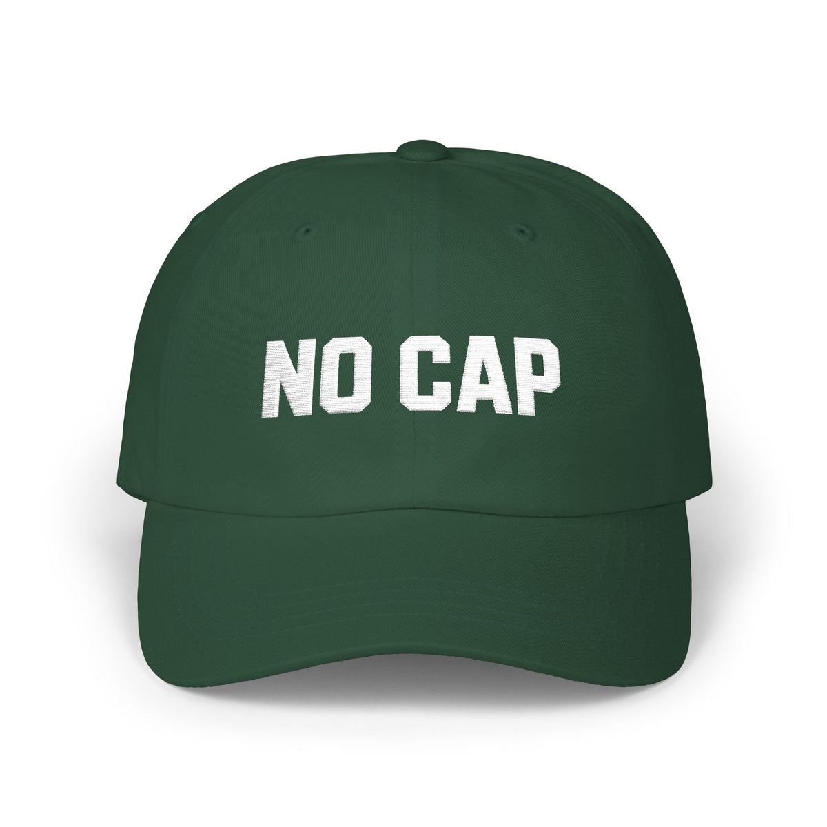 No Cap chronically online hat in Spruce with "No Cap" graphic, product photo 2