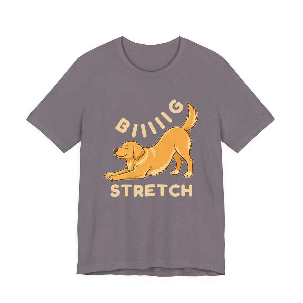 Storm t-shirt with the "Big Stretch Golden Retriever" design, front view