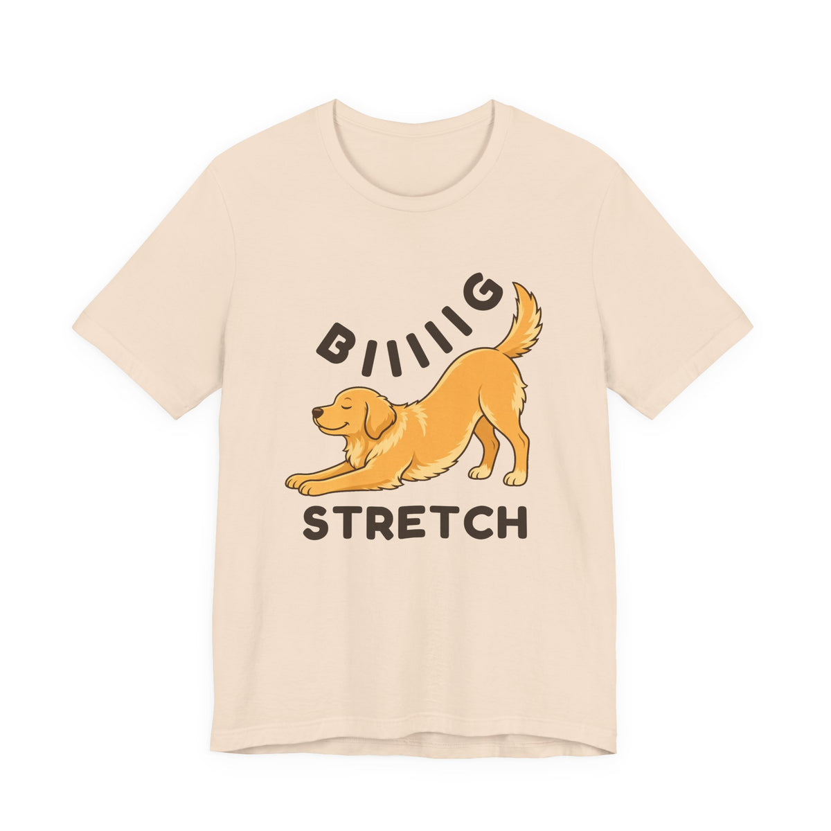 Soft Cream t-shirt with the "Big Stretch Golden Retriever" design, front view