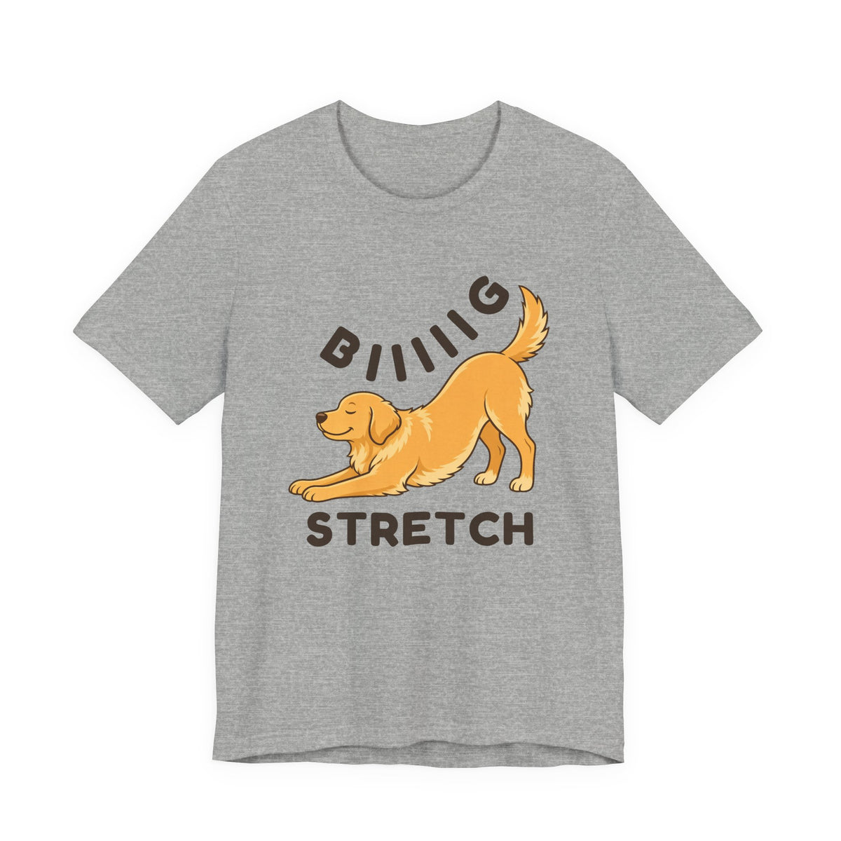 Athletic Heather t-shirt with the "Big Stretch Golden Retriever" design, front view