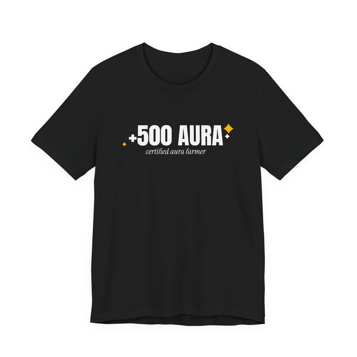 +500 Aura aura farming t-shirt in Black with "+500 Aura" graphic, product photo 2
