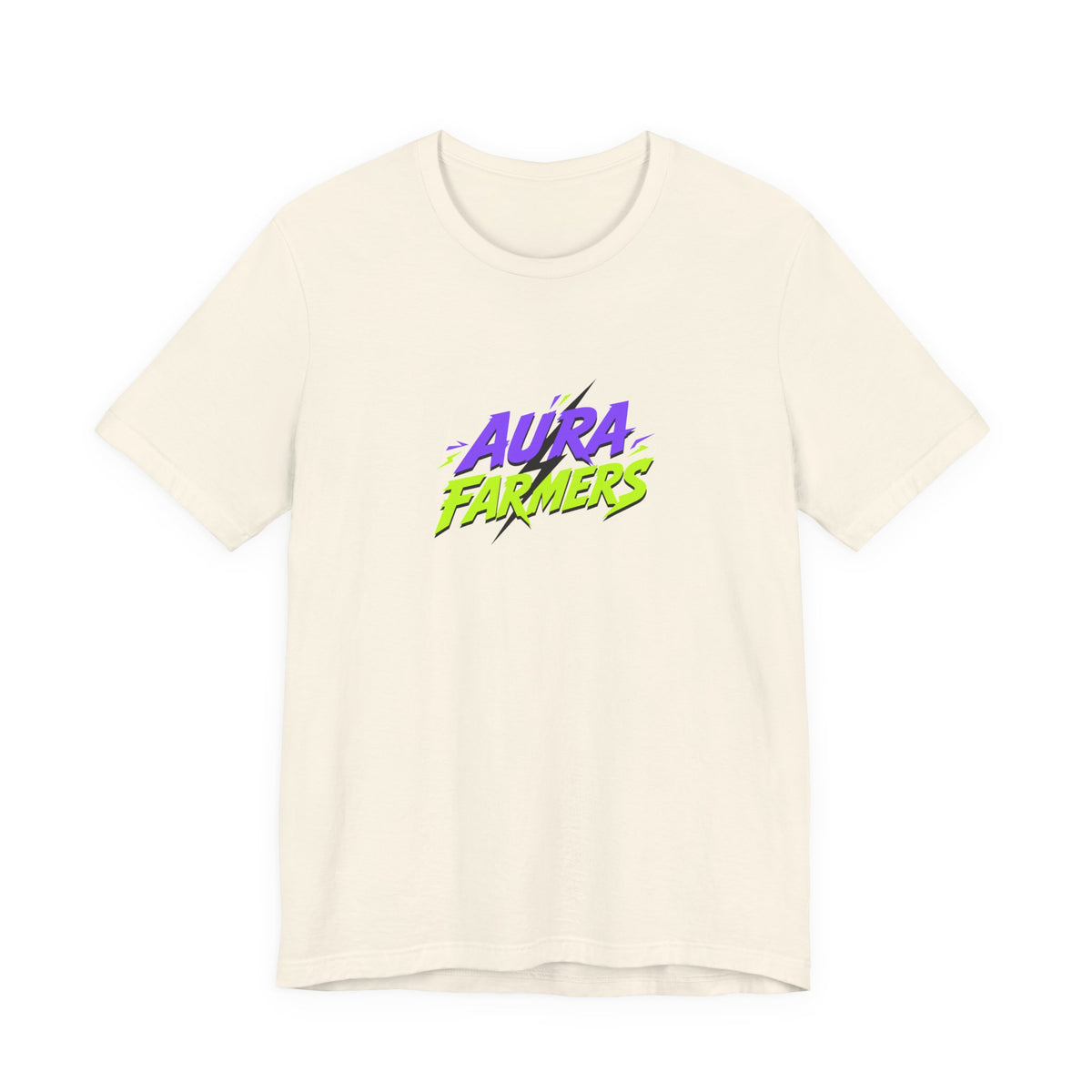 Aura Farmers Logo meme t-shirt in Natural with "Aura Farmers Logo" graphic, product photo 3