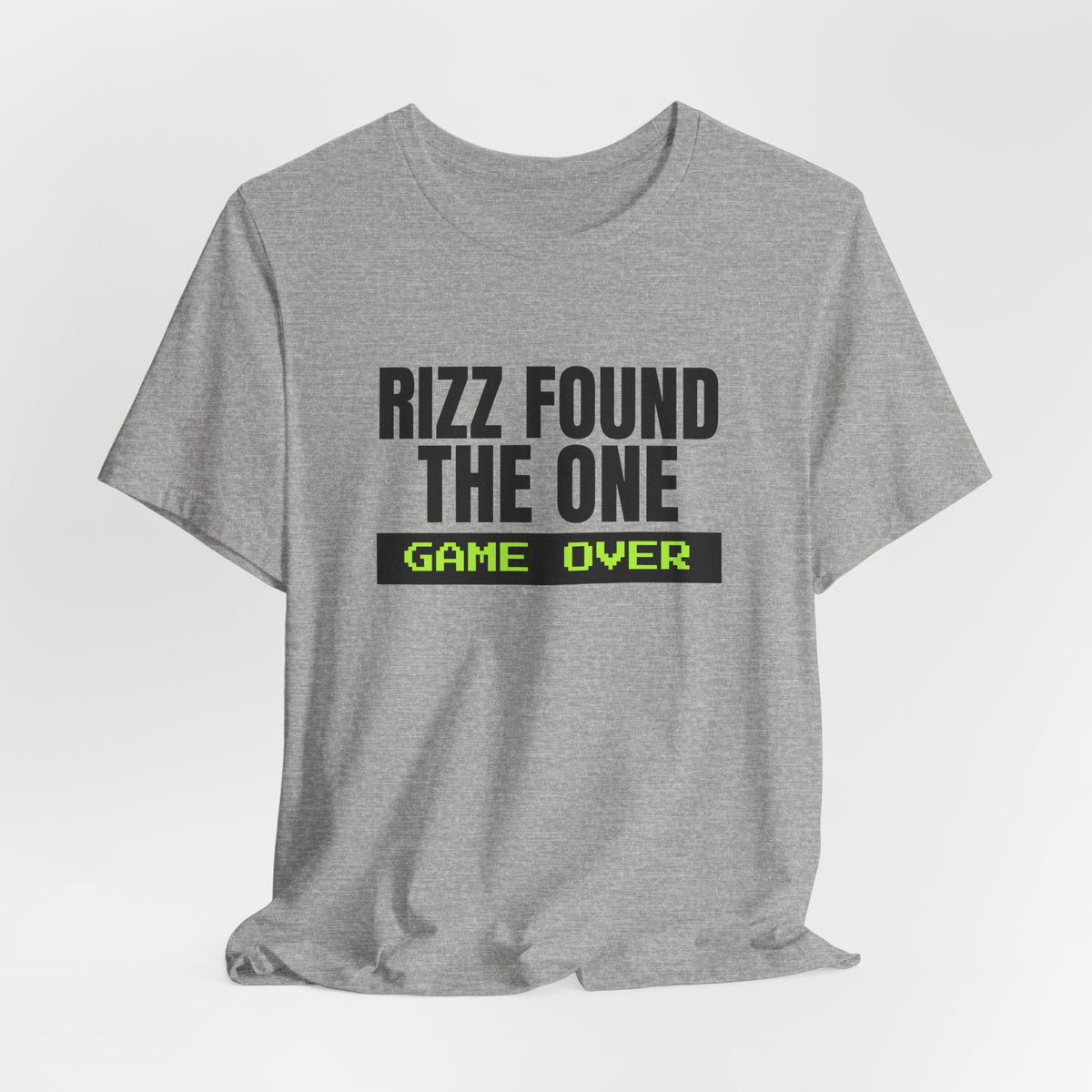 Rizz Found The One Game Over bachelor party t-shirt with "Rizz Found The One Game Over" graphic, product photo 12