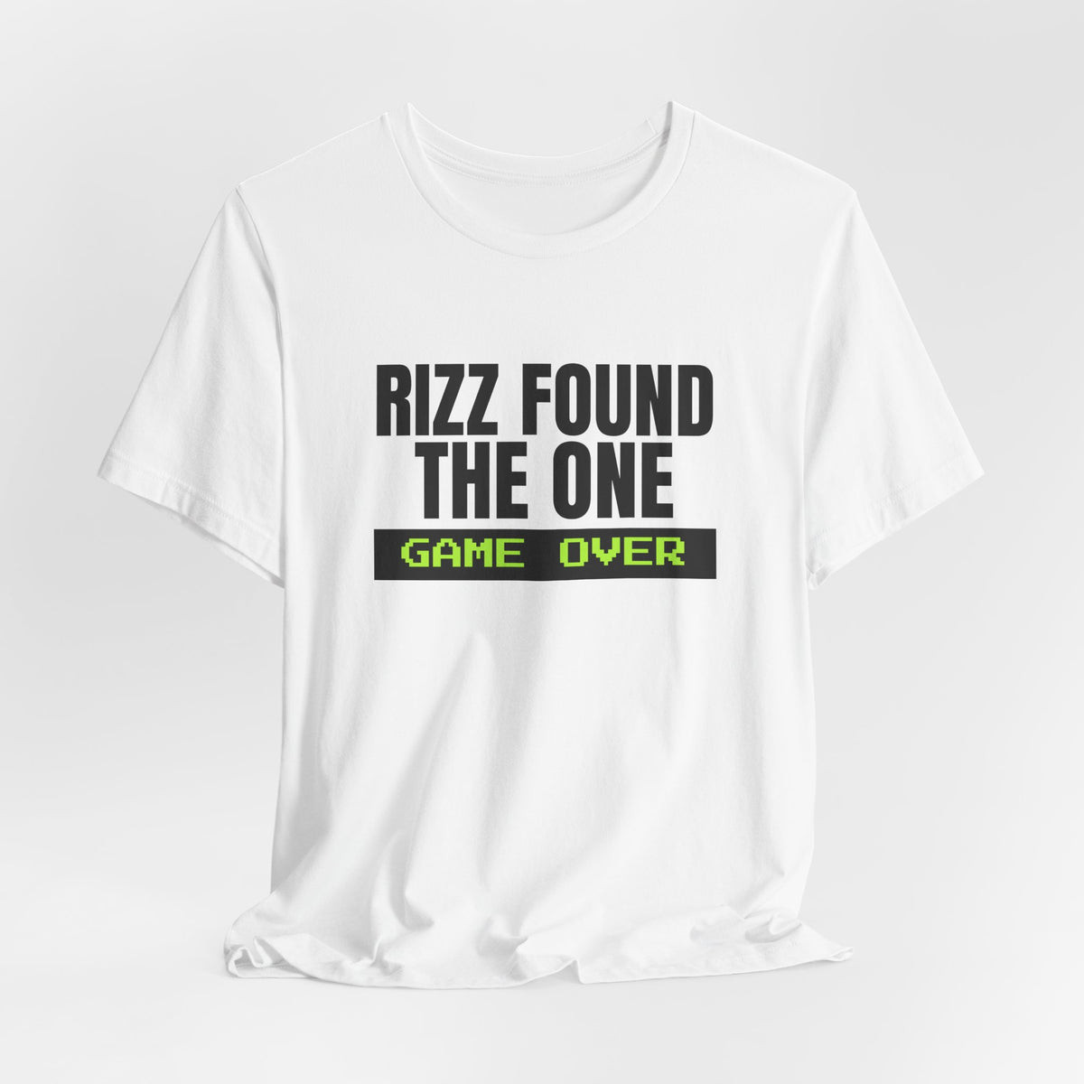 Rizz Found The One Game Over bachelor party t-shirt with "Rizz Found The One Game Over" graphic, product photo 6