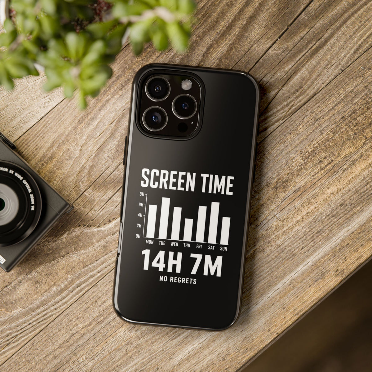 Screen Time No Regrets chronically online phone case with "Screen Time No Regrets" graphic, product photo 35