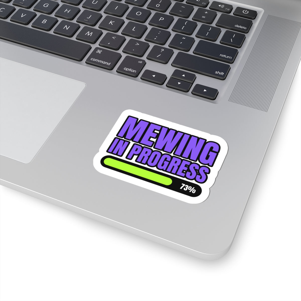 Mewing In Progress looksmaxxing sticker with "Mewing In Progress" graphic, product photo 3