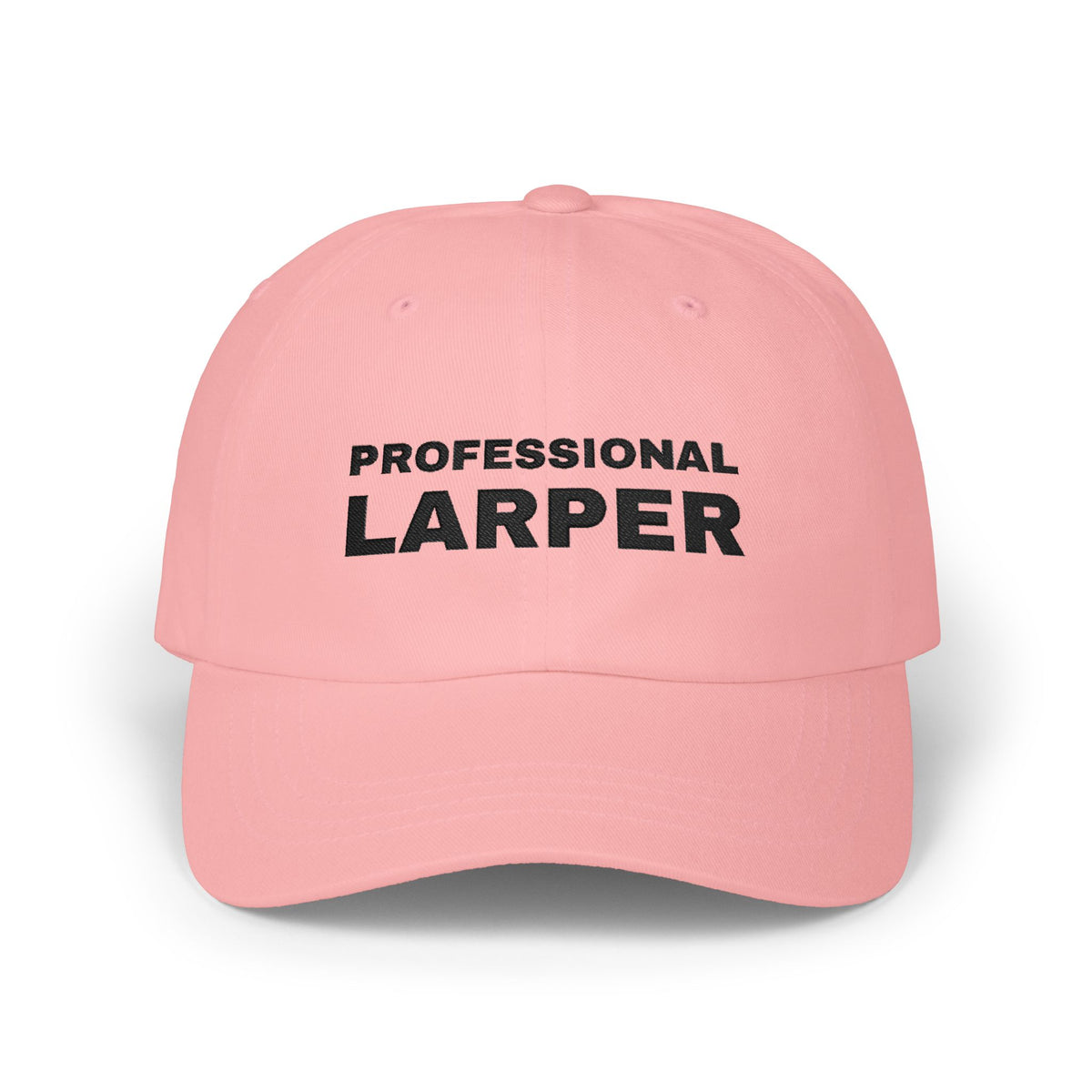 Professional Larper NPC and larp dad hat in Pink with "Professional Larper" graphic, product photo 4