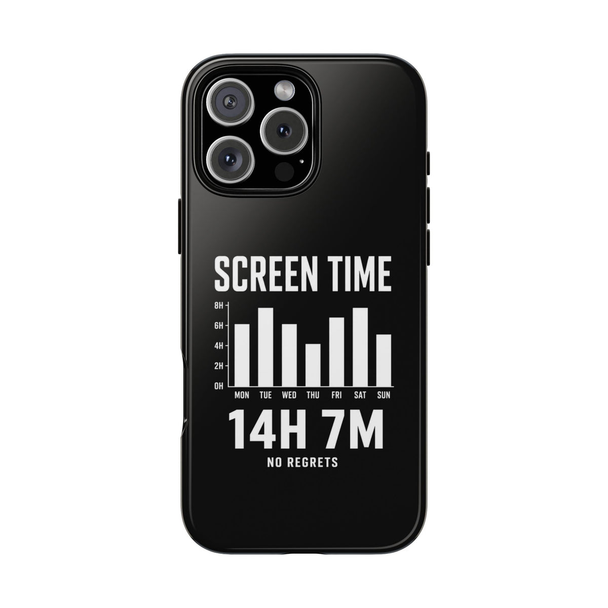 Screen Time No Regrets chronically online phone case with "Screen Time No Regrets" graphic, product photo 4