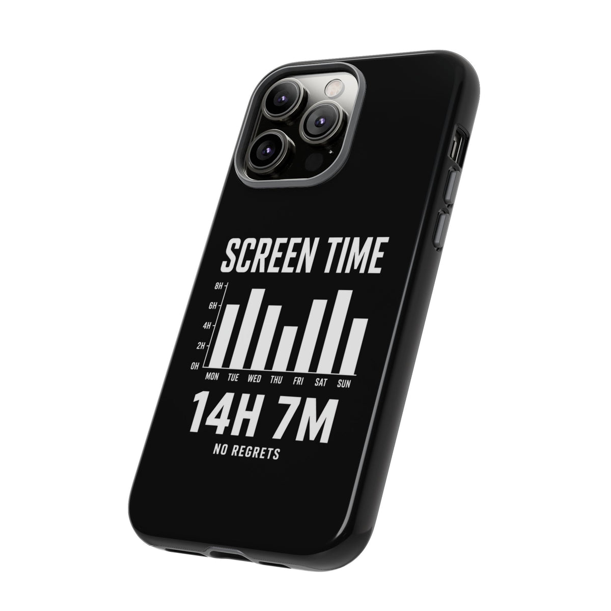 Screen Time No Regrets chronically online phone case with "Screen Time No Regrets" graphic, product photo 36