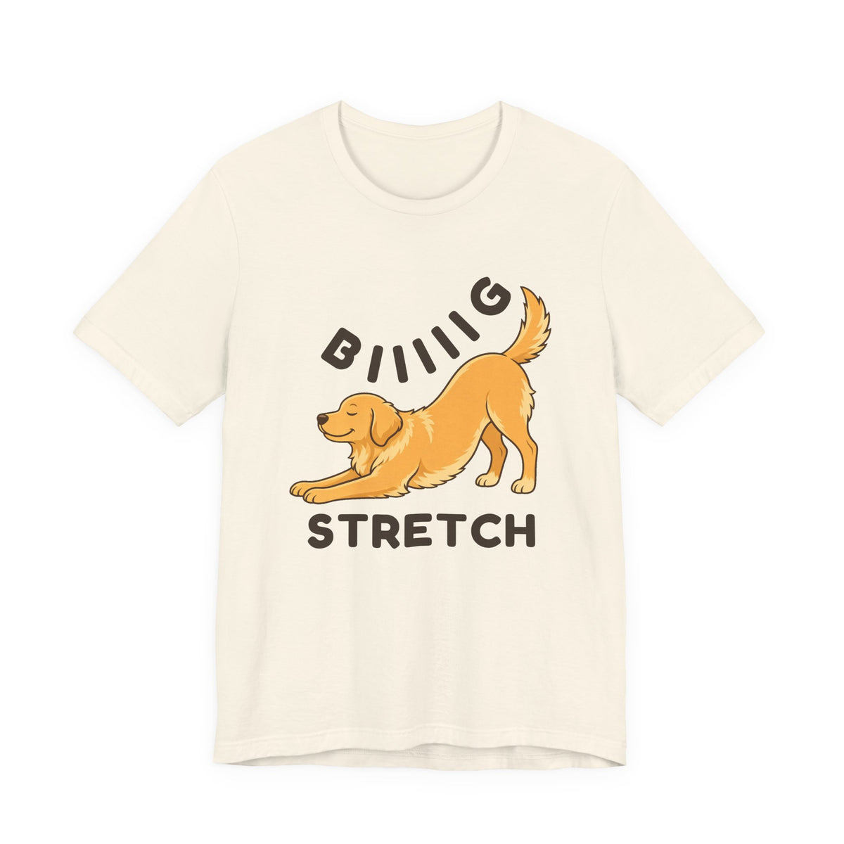 Natural t-shirt with the "Big Stretch Golden Retriever" design, front view