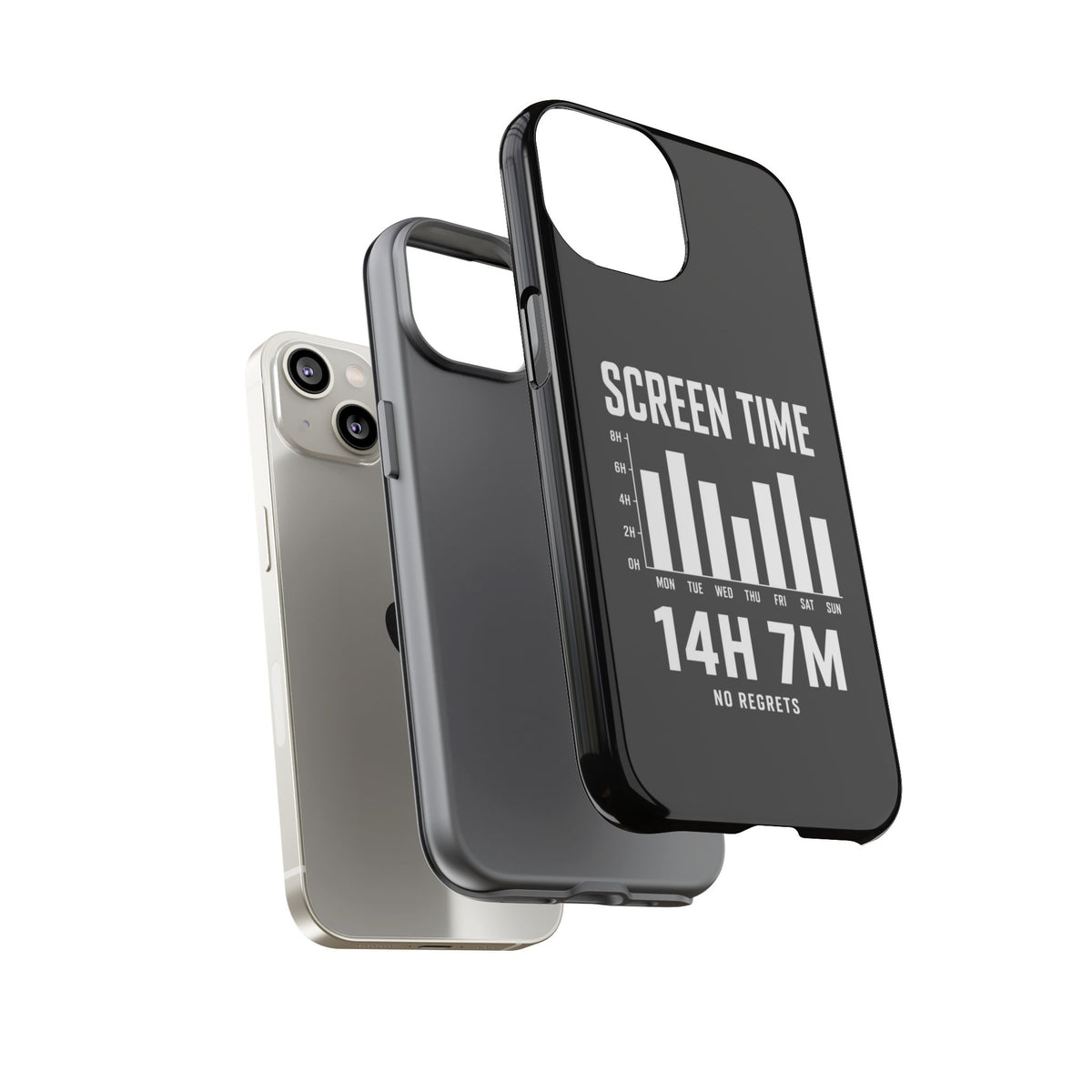 Screen Time No Regrets chronically online phone case with "Screen Time No Regrets" graphic, product photo 62