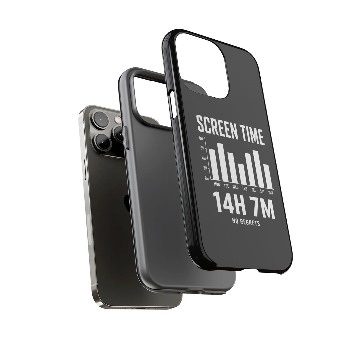 Screen Time No Regrets chronically online phone case with "Screen Time No Regrets" graphic, product photo 37