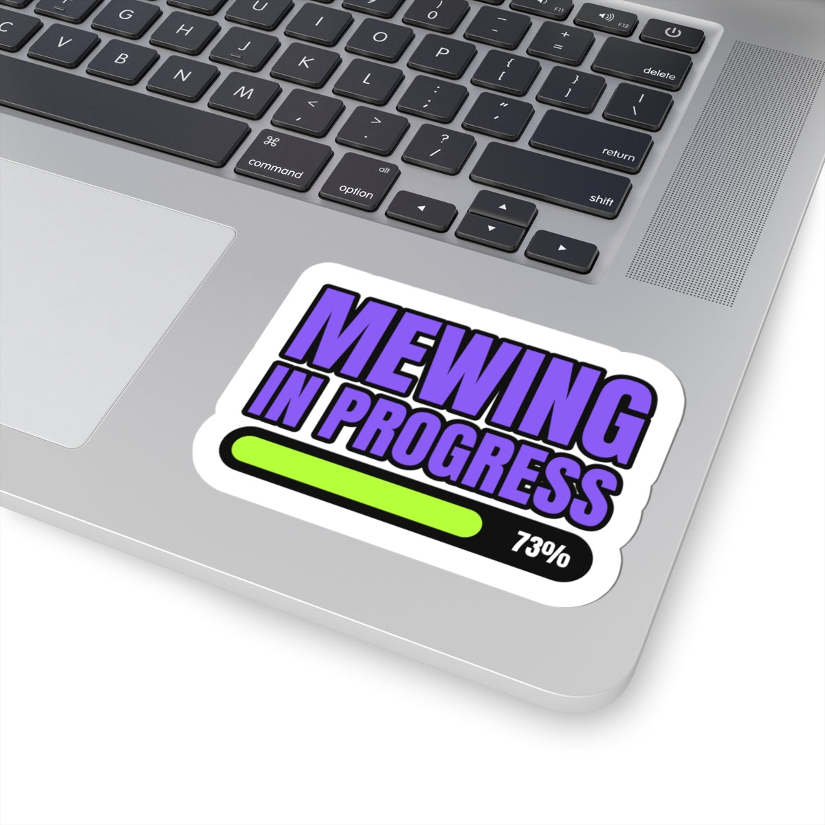 Mewing In Progress looksmaxxing sticker with "Mewing In Progress" graphic, product photo 5