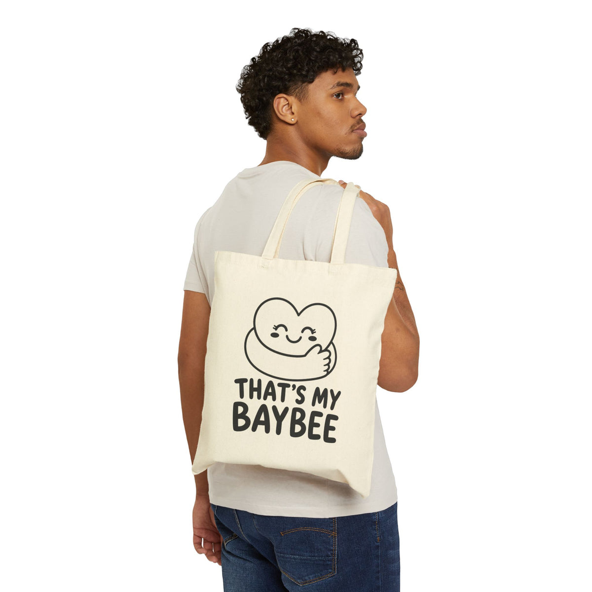 That's My Baybee chronically online tote bag with "That's My Baybee" graphic, product photo 3
