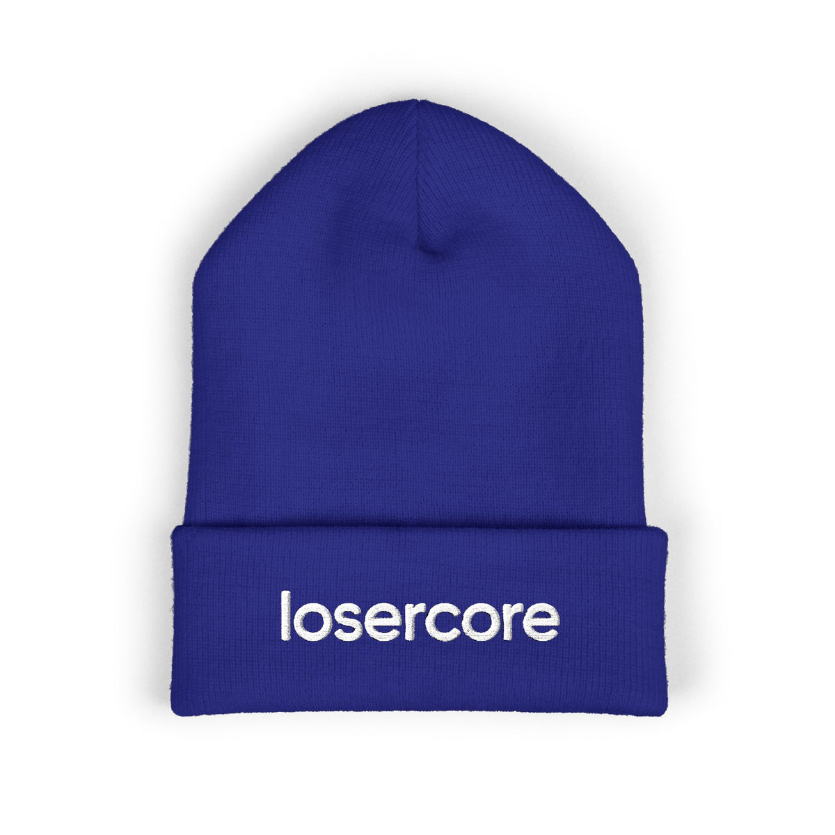 Losercore chronically online beanie in Royal with "Losercore" graphic, product photo 4