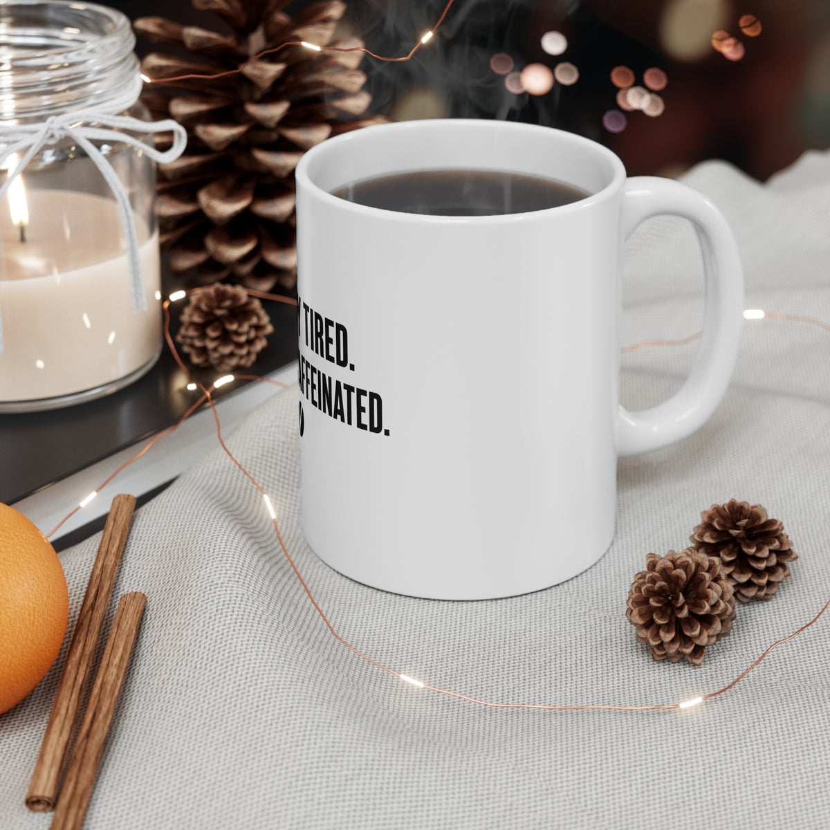 Lowkey Tired Highkey Caffeinated chronically online mug with "Lowkey Tired Highkey Caffeinated" graphic, product photo 4