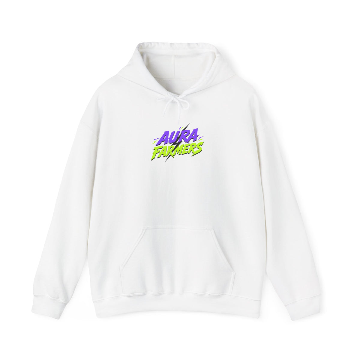 Aura Farmers Logo meme hoodie in White with "Aura Farmers Logo" graphic, front view