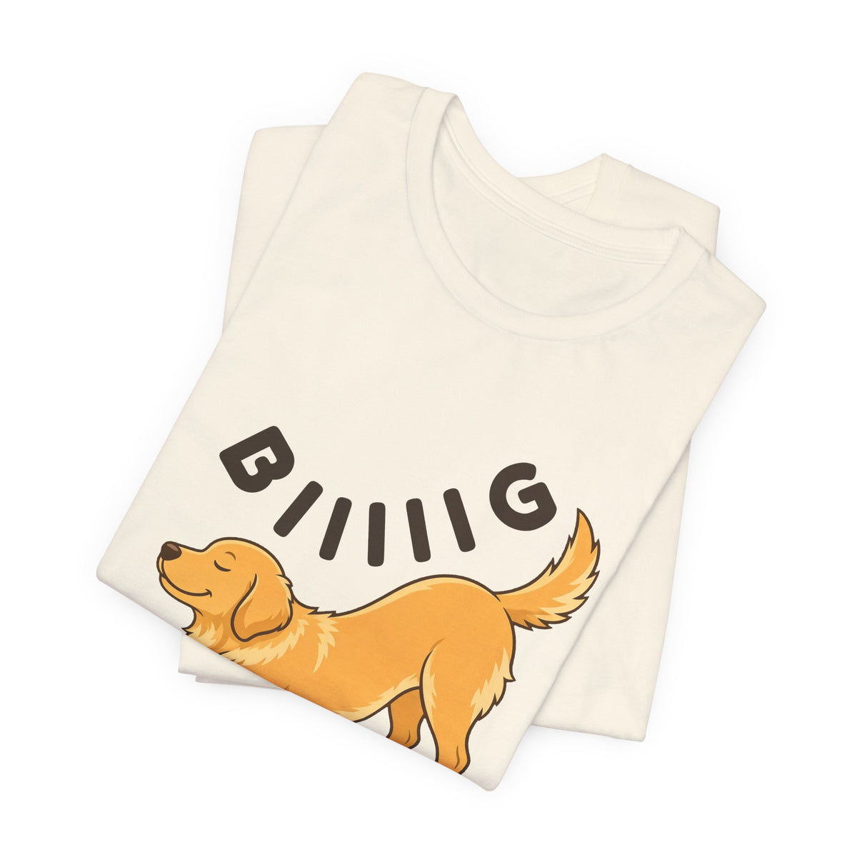 Natural t-shirt with the "Big Stretch Golden Retriever" design, folded