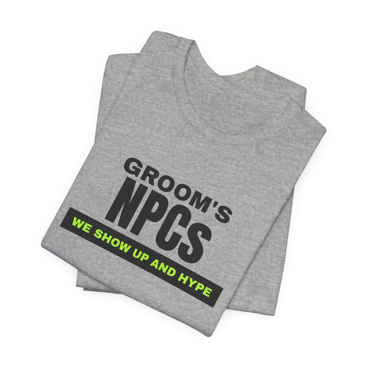 Groom's NPCs bachelor party t-shirt with "Groom's NPCs" graphic, product photo 11
