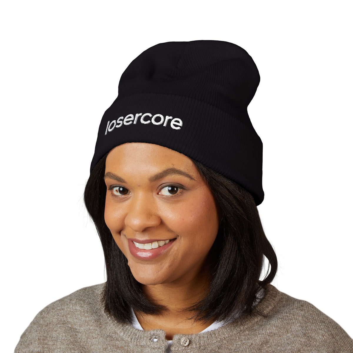 Losercore chronically online beanie with "Losercore" graphic, product photo 6
