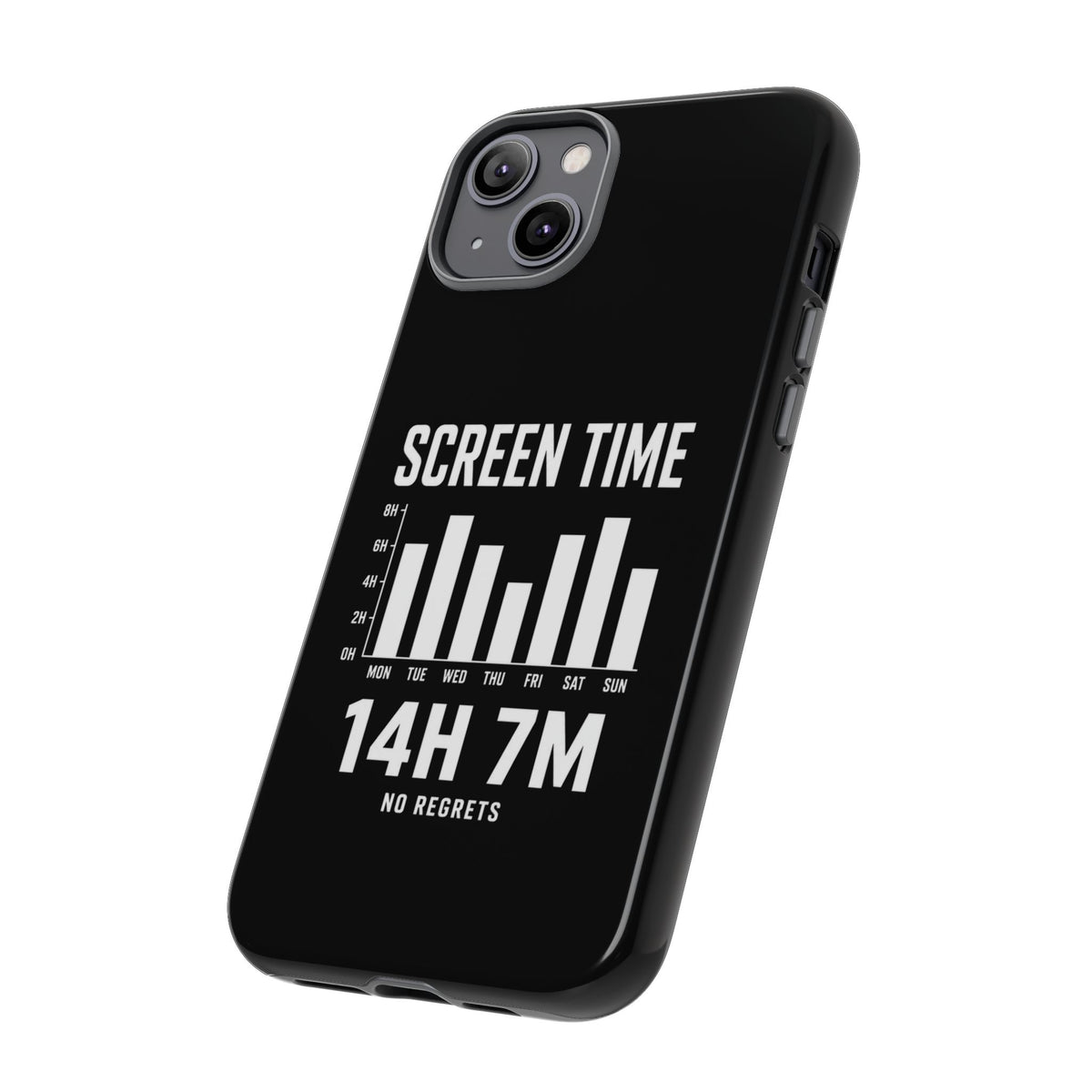 Screen Time No Regrets chronically online phone case with "Screen Time No Regrets" graphic, product photo 41
