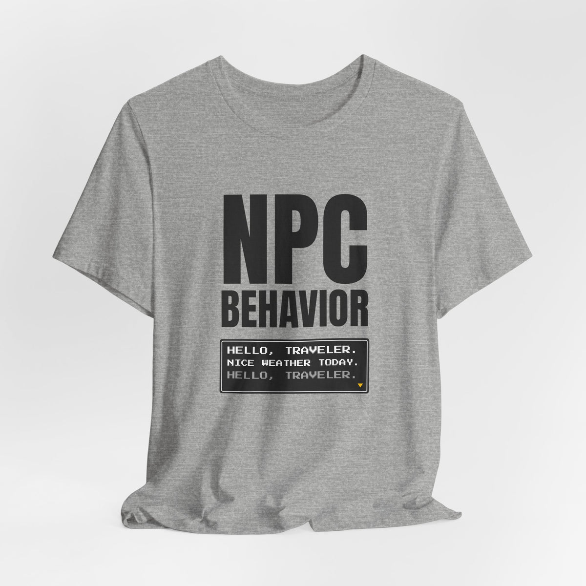 NPC Behavior NPC and larp t-shirt with "NPC Behavior" graphic, product photo 8