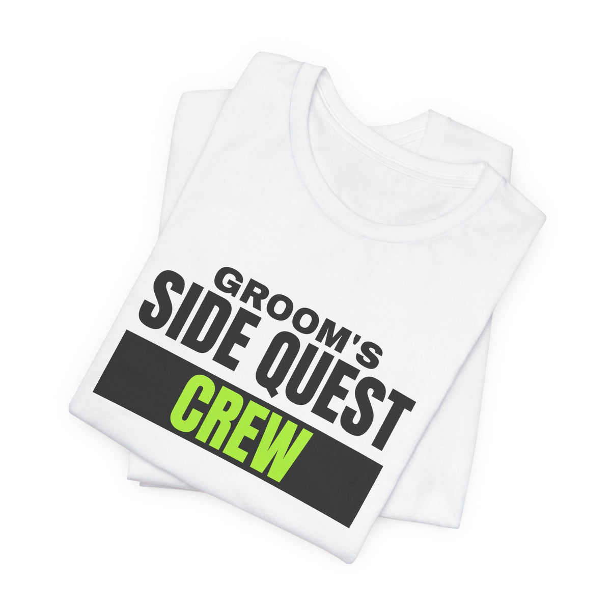 Groom's Side Quest Crew bachelor party t-shirt with "Groom's Side Quest Crew" graphic, product photo 5