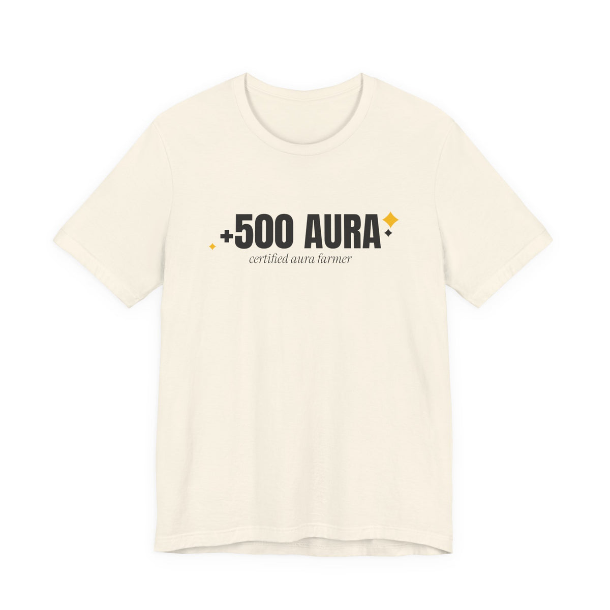 +500 Aura aura farming t-shirt in Natural with "+500 Aura" graphic, product photo 3