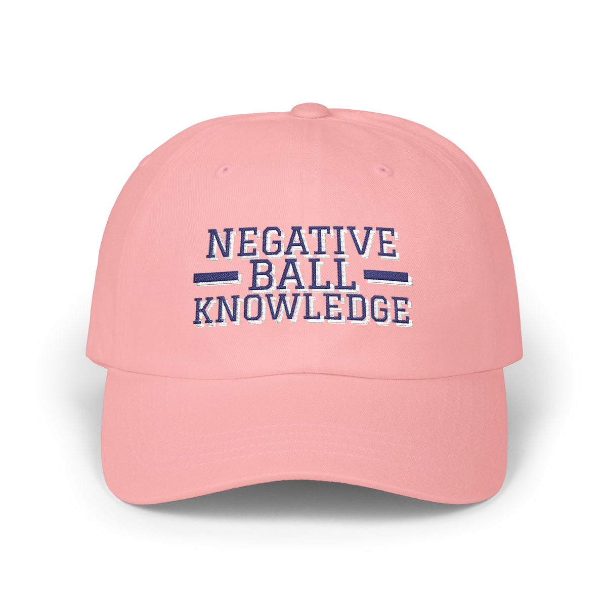 Negative Ball Knowledge ball knowledge meme dad hat in Pink with "Negative Ball Knowledge" graphic, product photo 4