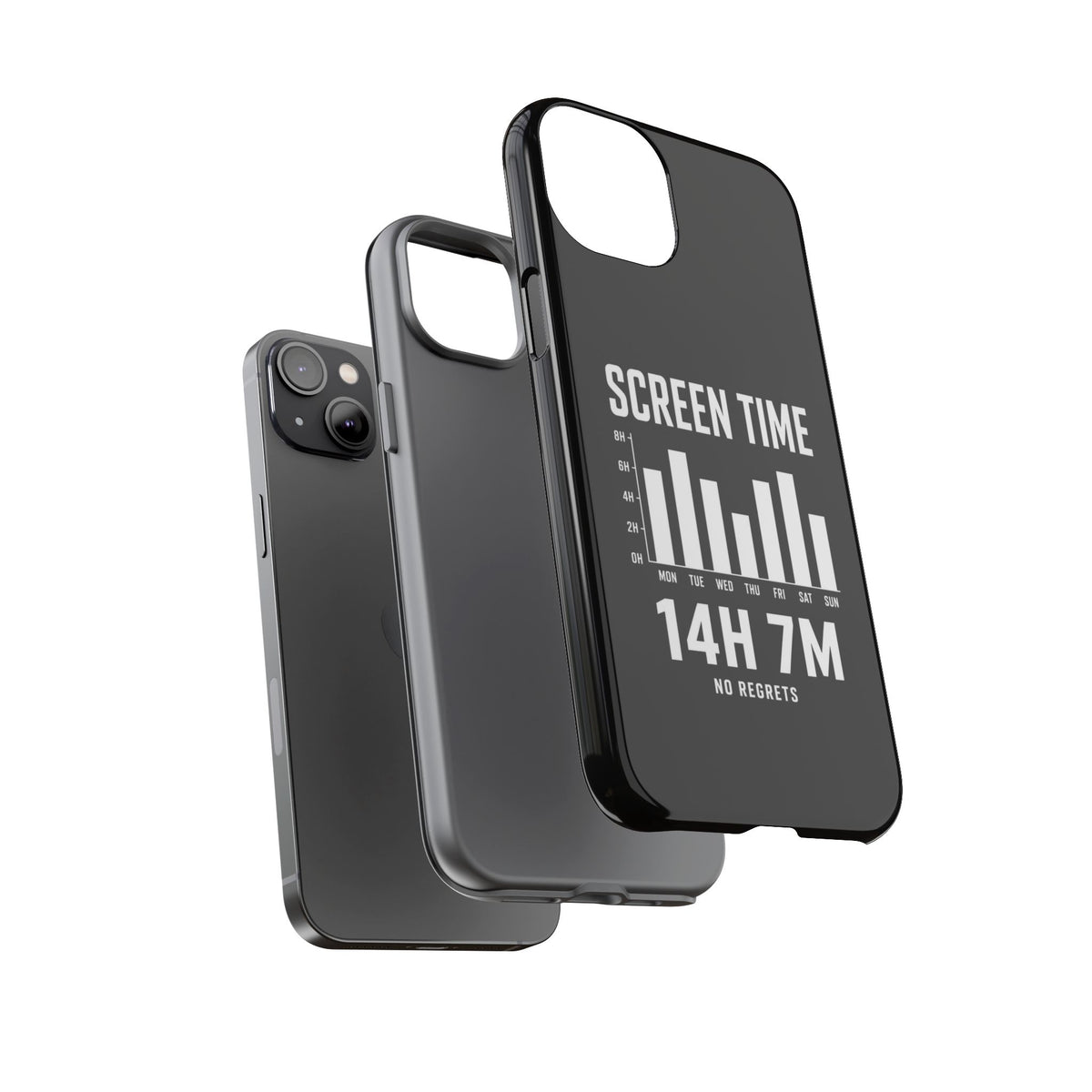 Screen Time No Regrets chronically online phone case with "Screen Time No Regrets" graphic, product photo 42