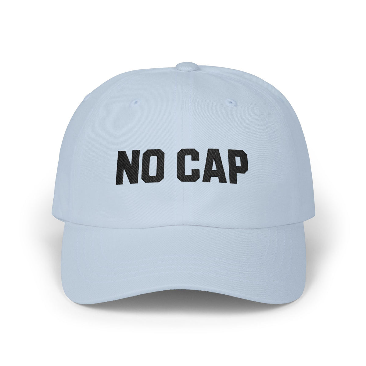 No Cap chronically online hat in Light Blue with "No Cap" graphic, product photo 3