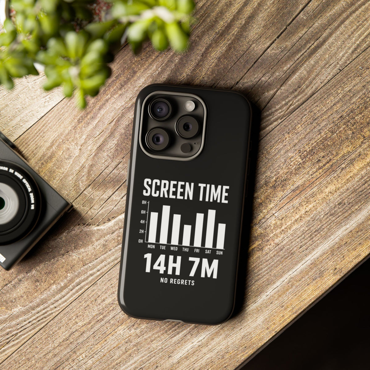 Screen Time No Regrets chronically online phone case with "Screen Time No Regrets" graphic, product photo 29