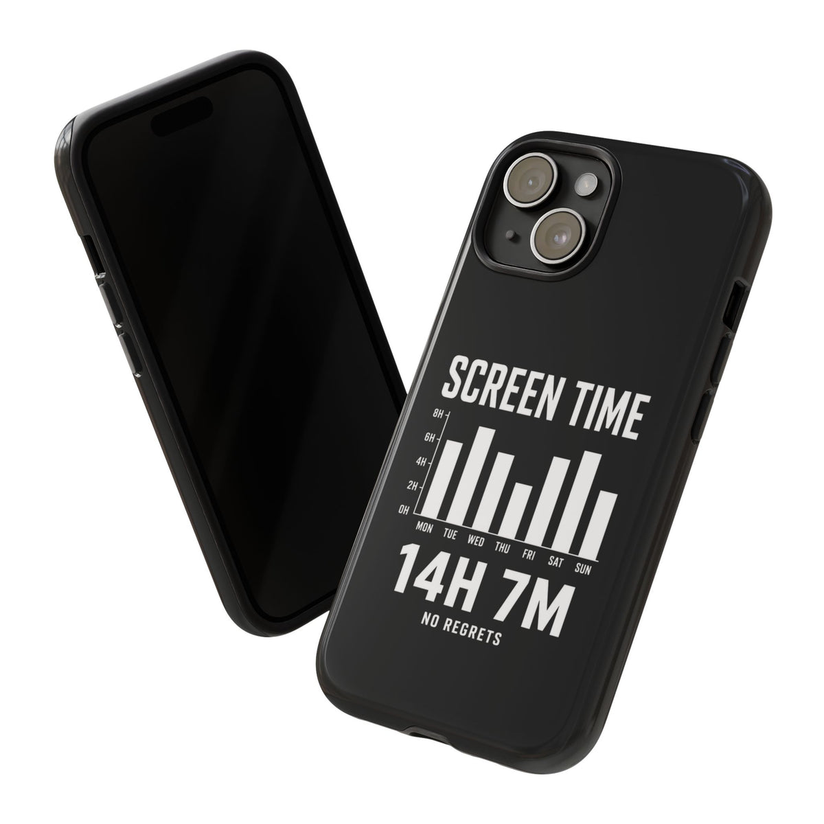 Screen Time No Regrets chronically online phone case with "Screen Time No Regrets" graphic, product photo 56