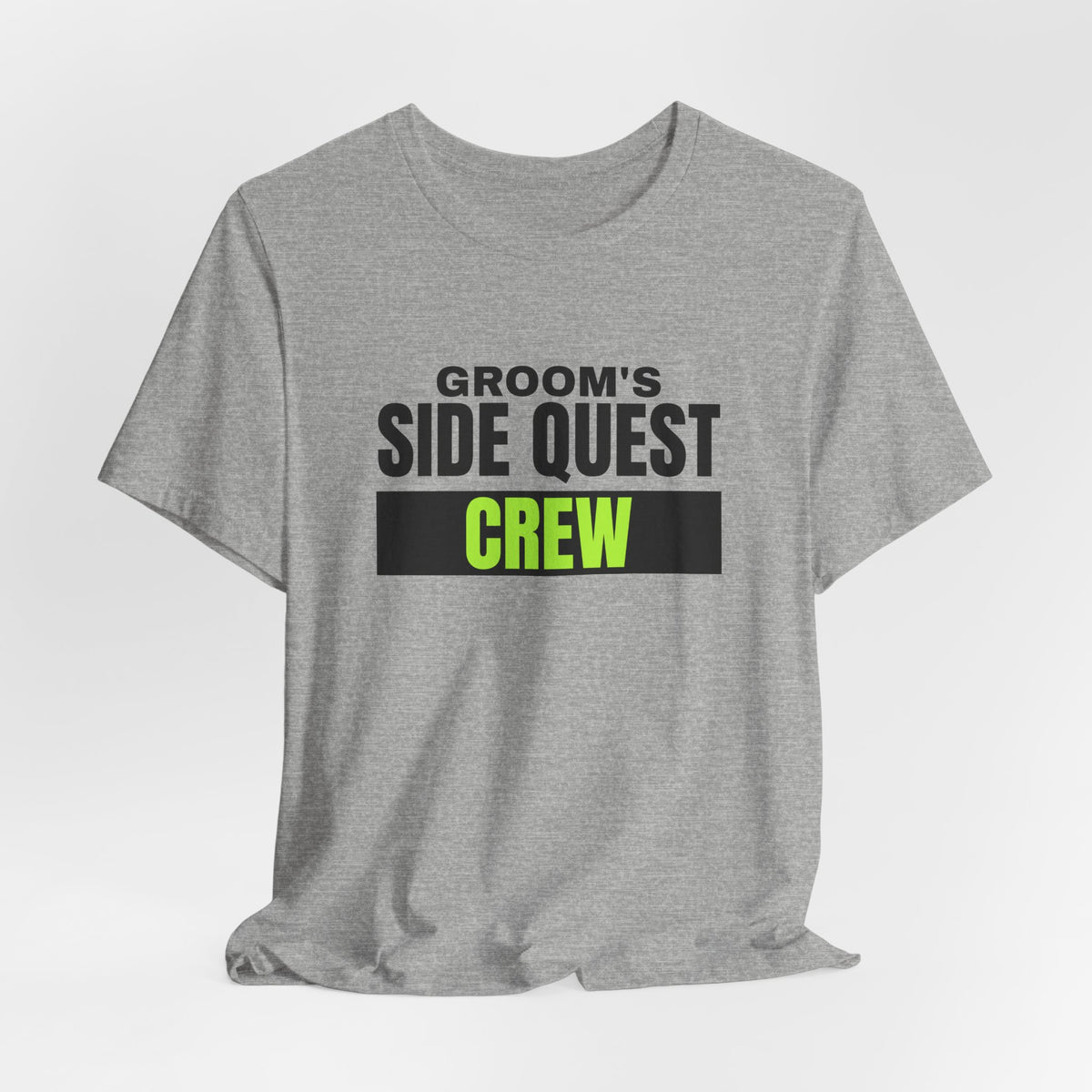 Groom's Side Quest Crew bachelor party t-shirt with "Groom's Side Quest Crew" graphic, product photo 12